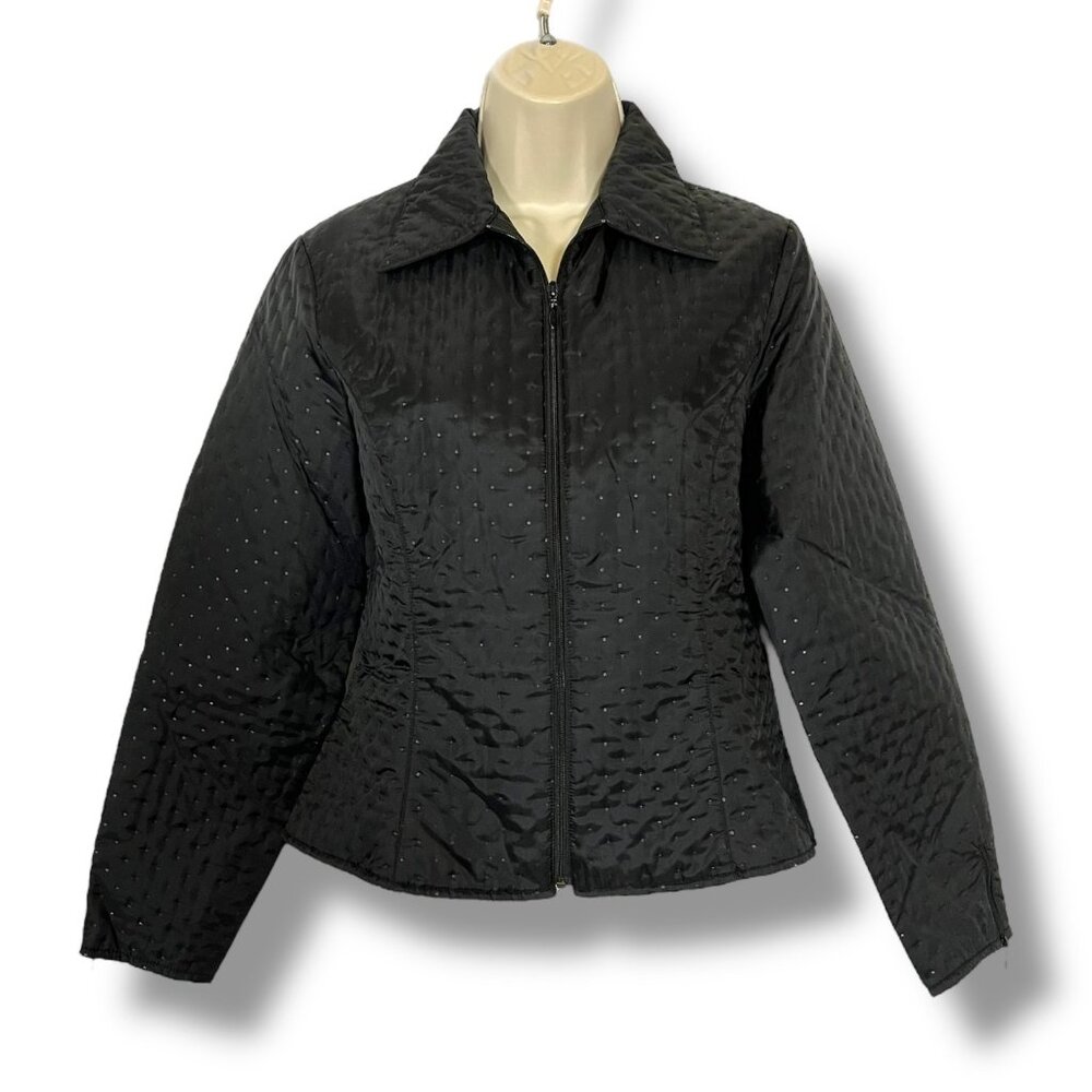 Vintage Anne Fontaine Felicia Jacket Size 2 = US M 6/8 Lightweight Quilted Black